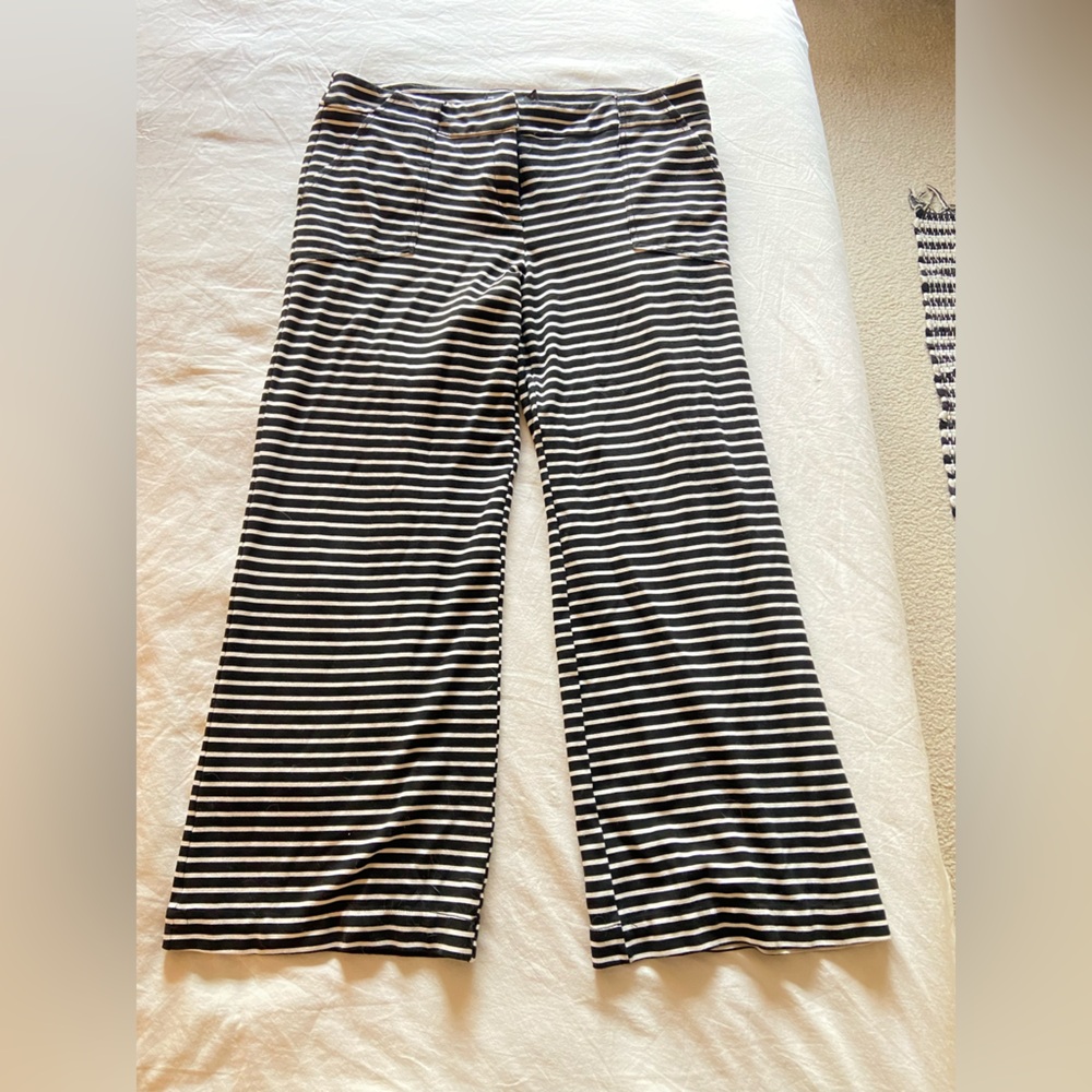 7th Avenue Black and White Striped Pants